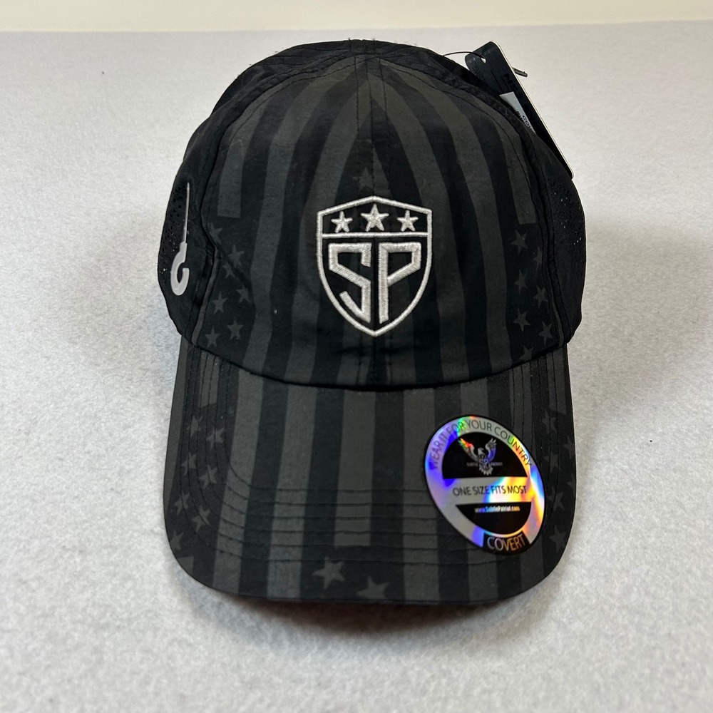 Subtle Patriot Hat‎ Unisex Black American Flag Stars Stripes Running Fitness NEW